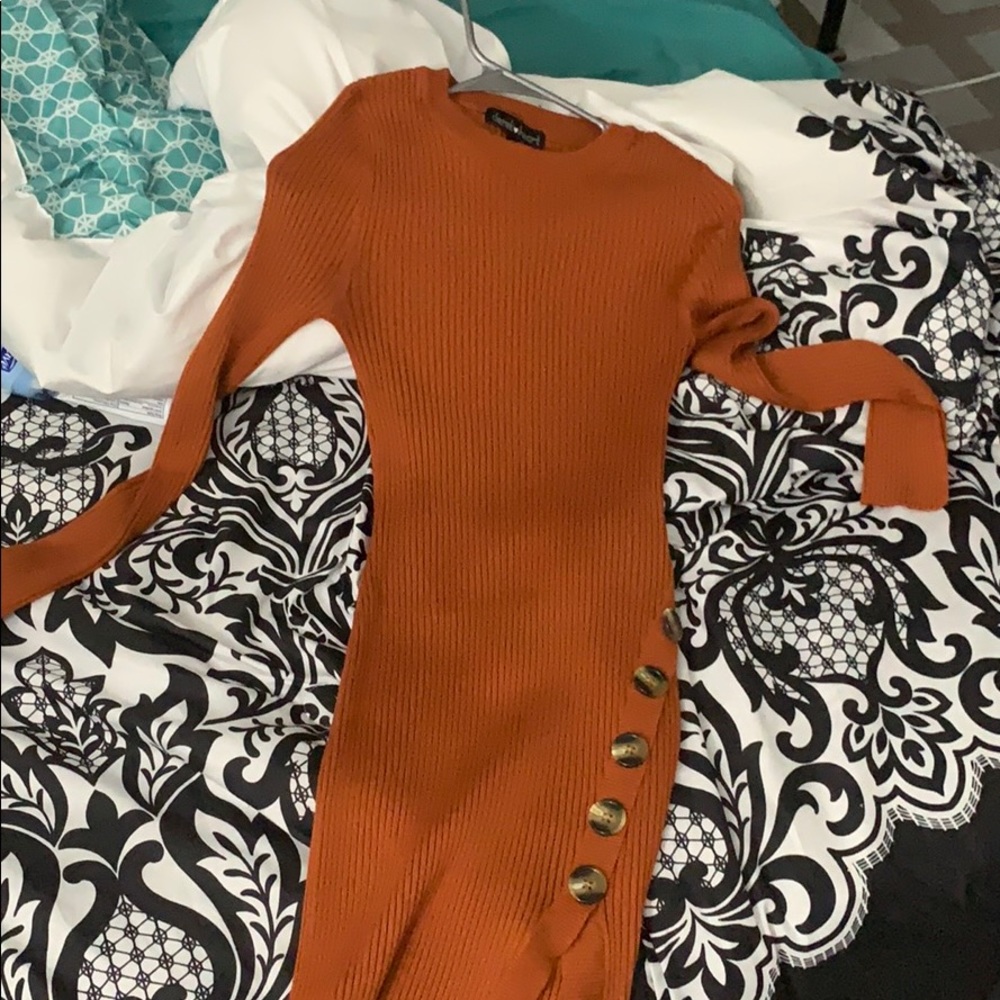Burnt orange long sleeve dress